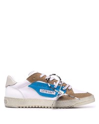 Baskets basses en cuir blanc et bleu Off-White