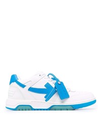 Baskets basses en cuir blanc et bleu Off-White