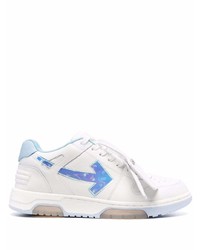 Baskets basses en cuir blanc et bleu Off-White