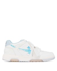 Baskets basses en cuir blanc et bleu Off-White