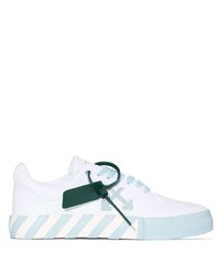 Baskets basses en cuir blanc et bleu Off-White