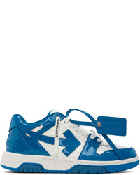 Baskets basses en cuir blanc et bleu Off-White