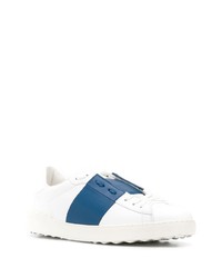 Baskets basses en cuir blanc et bleu Valentino Garavani