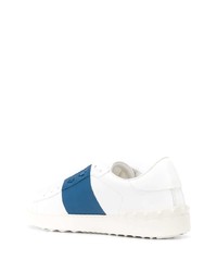 Baskets basses en cuir blanc et bleu Valentino Garavani