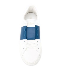 Baskets basses en cuir blanc et bleu Valentino Garavani