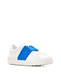 Baskets basses en cuir blanc et bleu Valentino Garavani