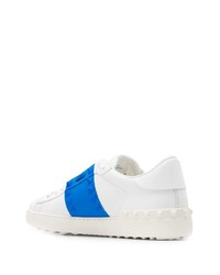 Baskets basses en cuir blanc et bleu Valentino Garavani