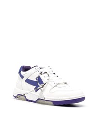 Baskets basses en cuir blanc et bleu Off-White