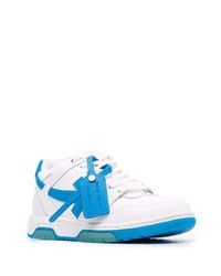 Baskets basses en cuir blanc et bleu Off-White