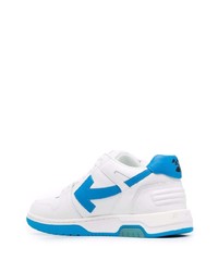 Baskets basses en cuir blanc et bleu Off-White