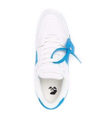 Baskets basses en cuir blanc et bleu Off-White