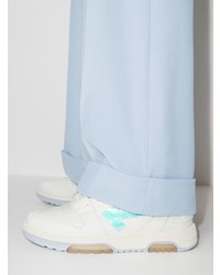 Baskets basses en cuir blanc et bleu Off-White