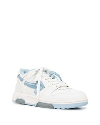 Baskets basses en cuir blanc et bleu Off-White