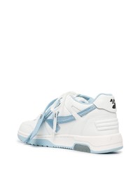 Baskets basses en cuir blanc et bleu Off-White