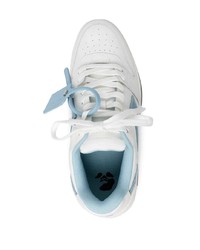 Baskets basses en cuir blanc et bleu Off-White