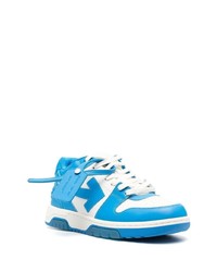 Baskets basses en cuir blanc et bleu Off-White