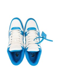 Baskets basses en cuir blanc et bleu Off-White