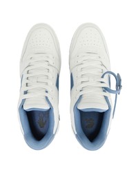 Baskets basses en cuir blanc et bleu Off-White