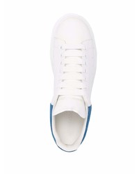 Baskets basses en cuir blanc et bleu Alexander McQueen