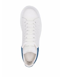 Baskets basses en cuir blanc et bleu Alexander McQueen