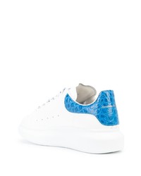 Baskets basses en cuir blanc et bleu Alexander McQueen