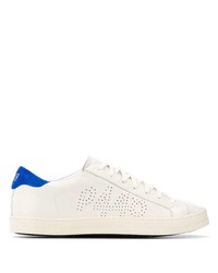 Baskets basses en cuir blanc et bleu P448