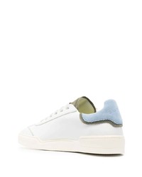 Baskets basses en cuir blanc et bleu Ghoud