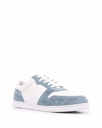 Baskets basses en cuir blanc et bleu Harrys Of London