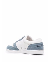 Baskets basses en cuir blanc et bleu Harrys Of London