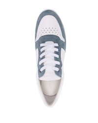 Baskets basses en cuir blanc et bleu Harrys Of London