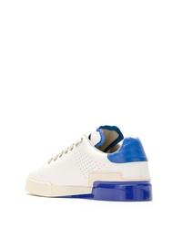 Baskets basses en cuir blanc et bleu Dolce & Gabbana