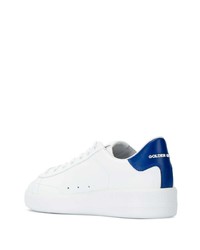 Baskets basses en cuir blanc et bleu Golden Goose