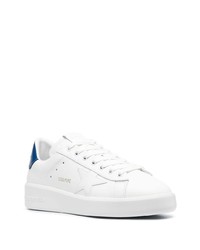 Baskets basses en cuir blanc et bleu Golden Goose