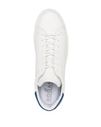 Baskets basses en cuir blanc et bleu Hogan