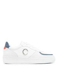 Baskets basses en cuir blanc et bleu Roberto Cavalli