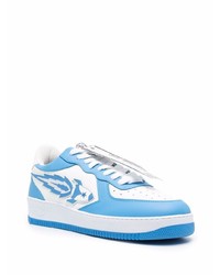 Baskets basses en cuir blanc et bleu Enterprise Japan