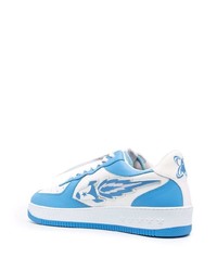 Baskets basses en cuir blanc et bleu Enterprise Japan