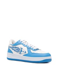 Baskets basses en cuir blanc et bleu Enterprise Japan