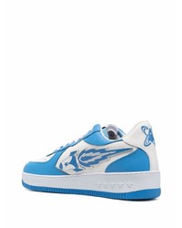 Baskets basses en cuir blanc et bleu Enterprise Japan