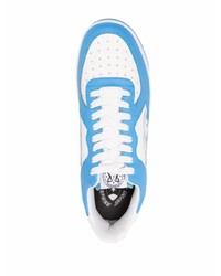 Baskets basses en cuir blanc et bleu Enterprise Japan