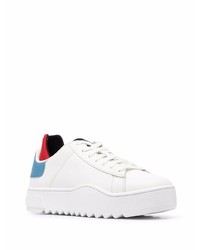 Baskets basses en cuir blanc et bleu Diesel