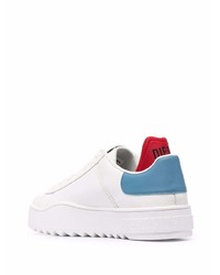 Baskets basses en cuir blanc et bleu Diesel