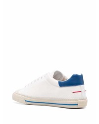 Baskets basses en cuir blanc et bleu D.A.T.E