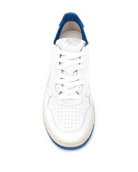 Baskets basses en cuir blanc et bleu AUTRY