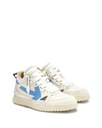 Baskets basses en cuir blanc et bleu Off-White