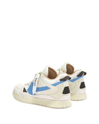 Baskets basses en cuir blanc et bleu Off-White