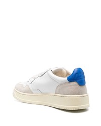 Baskets basses en cuir blanc et bleu AUTRY