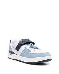 Baskets basses en cuir blanc et bleu PS Paul Smith