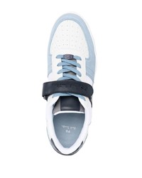 Baskets basses en cuir blanc et bleu PS Paul Smith