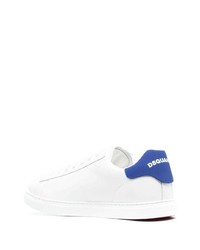 Baskets basses en cuir blanc et bleu DSQUARED2